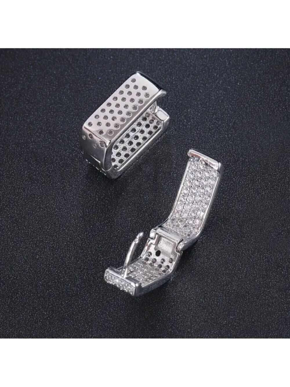 Rectangular Zircon Hoops Gold Tone with Lots of Bling #1418 - Picture 13 of 13
